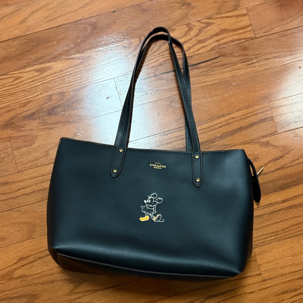 Coach Black Tote with Minnie Mouse Character Accent
